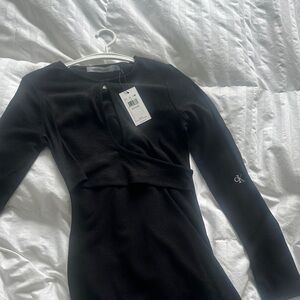 Calvin Klein Long Sleeve Black Dress